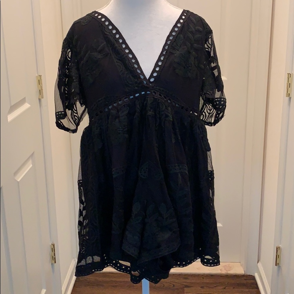 Deep V plunge lace romper